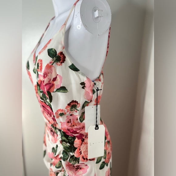 LEITH Nordstrom NWT Pink Floral Ruched Ruffled Midi Dress - Picture 4 of 7